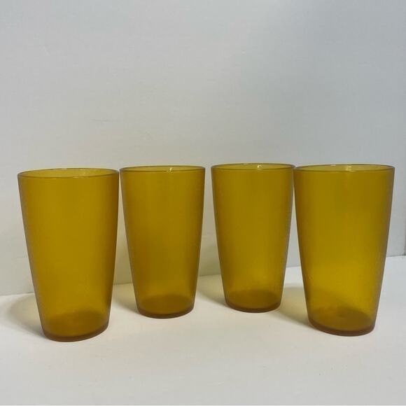 Vintage Amber Gold Cups Set of 4 restaurant style - Picture 9 of 9